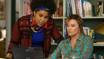 Ebony Vagulans as Madison Feliciano, Lucy Lawless as Alexa Crowe - My Life is Murder_ Season 2 - Photo Credit: Matt Klitscher/AcornTV