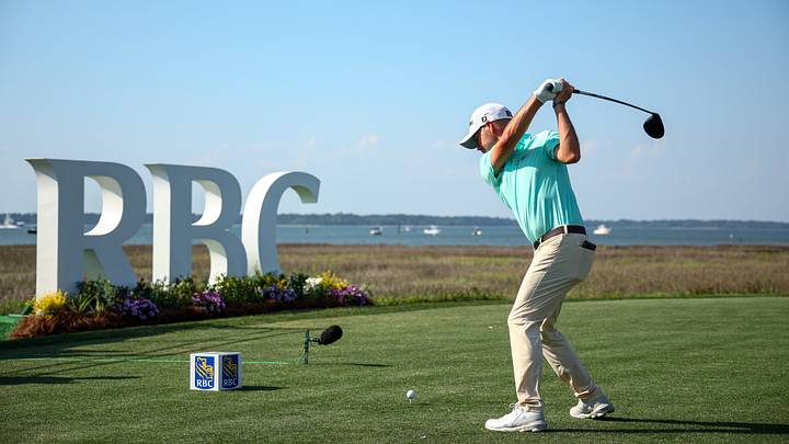 Brian Harman tees off during the first round of the 2025 RBC Heritage at Harbour Town Golf Links