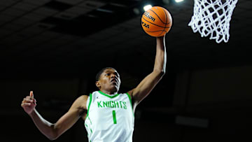 St. Mary’s forward Cameron Williams (1) dunks against Deer Valley during the 4A State Championship at Veterans Memorial Coliseum in Phoenix on March 6, 2025.
