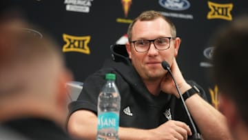 Arizona State head football coach Kenny Dillingham speaks to the media during a news conference at Mountain America Stadium in Tempe on Oct. 20, 2025.