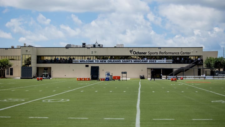 Jun 13, 2023; New Orleans, LA, USA;  General view of the practice fields for the New Orleans Saints during minicamp at the Ochsner Sports Performance Center. Mandatory Credit: Stephen Lew-USA TODAY Sports