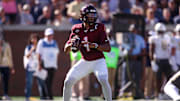 Oct 11, 2025; Atlanta, Ga.; Virginia Tech quarterback Kyron Drones (1) throws a pass against Georgia Tech.