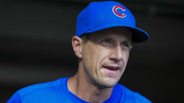 Sep 20, 2025; Cincinnati, Ohio, USA; Chicago Cubs manager Craig Counsell (11) stands in the dugout during the game against the Cincinnati Reds at Great American Ball Park. Mandatory Credit: Aaron Doster-Imagn Images