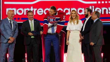 Jun 28, 2024; Las Vegas, Nevada, USA; Ivan Demidov is selected with the 5th overall pick of the first round of the 2024 NHL Draft at The Sphere. Mandatory Credit: Stephen R. Sylvanie-USA TODAY Sports