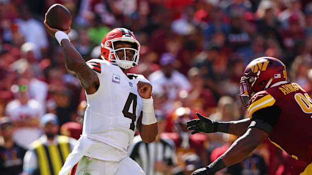 Watson struggled in the Browns' loss to the Commanders, passing for 125 yards. 