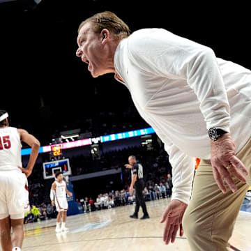Nov 20, 2024; Birmingham, AL, USA; Illinois head coach Brad Underwood yells at officials during the game with Alabama in the CM Newton Classic at Legacy Arena. Mandatory Credit: Gary Cosby Jr.-Tuscaloosa News