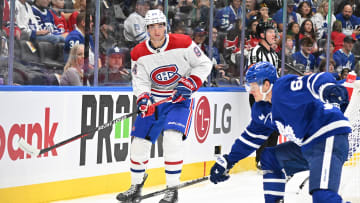 Oct 2, 2023; Toronto, Ontario, CAN;   Montreal Canadiens defenseman Logan Mailloux.