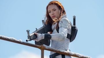 Black Widow/Natasha Romanoff (Scarlett Johansson) in Marvel Studios' BLACK WIDOW, in theaters and on Disney+ with Premier Access. Photo by Jay Maidment. ©Marvel Studios 2021. All Rights Reserved.