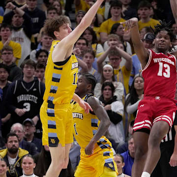 Wisconsin's Camren Hunter battles against Marquette last week. 