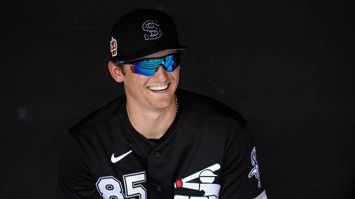 Chicago White Sox infielder Colson Montgomery against the Cleveland Guardians during a spring training game at Camelback Ranch-Glendale. Mandatory Credit: Mark J. Rebilas-Imagn Images