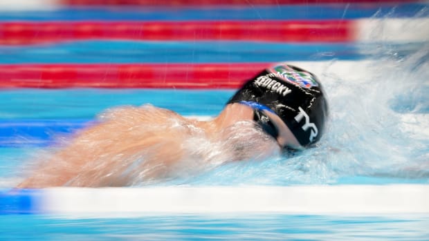 Katie Ledecky competes in the 1500-meter freestyle final at US trials.