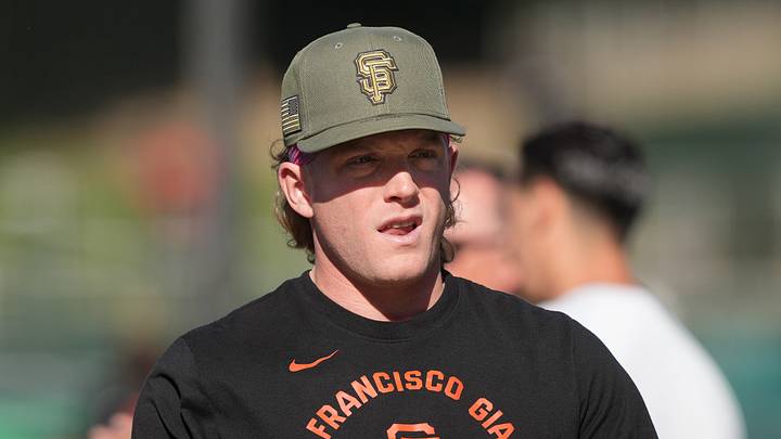 May 16, 2026; West Sacramento, California, USA; San Francisco Giants center fielder Harrison Bader (9) before the game against the Athletics at Sutter Health Park. Mandatory Credit: Darren Yamashita-Imagn Images