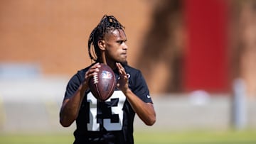 Former Maryland quarterback Taulia Tagovailoa. Mandatory Credit: Mark J. Rebilas-Imagn Images