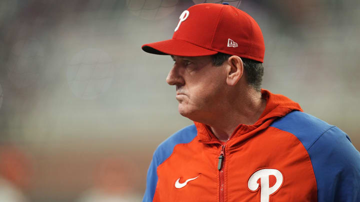 Oct 9, 2023; Cumberland, Georgia, USA; Philadelphia Phillies manager Rob Thomson (59)