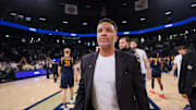 Feb 15, 2025; Atlanta, Georgia, USA; Georgia Tech Yellow Jackets head coach Damon Stoudamire after an overtime victory over the California Golden Bears at McCamish Pavilion. Mandatory Credit: Brett Davis-Imagn Images
