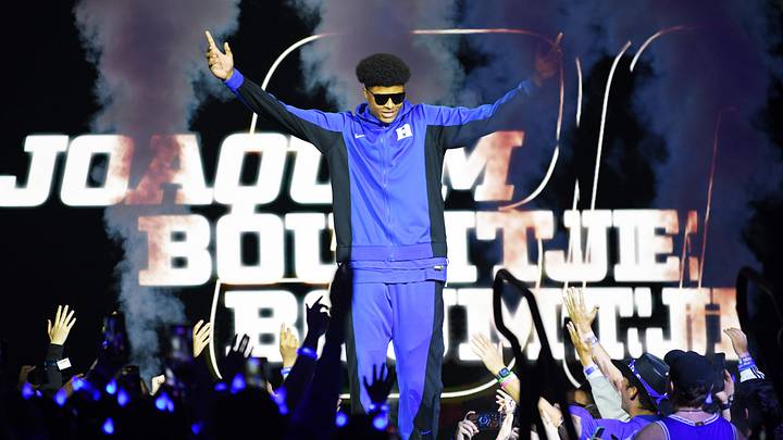 Oct 3, 2026; Durham, NC, USA;  Duke Blue Devils forward Joaquim Boumtje Boumtje (30) during the Countdown to Craziness at Cameron Indoor Stadium.  Mandatory Credit: Zachary Taft-Imagn Images
