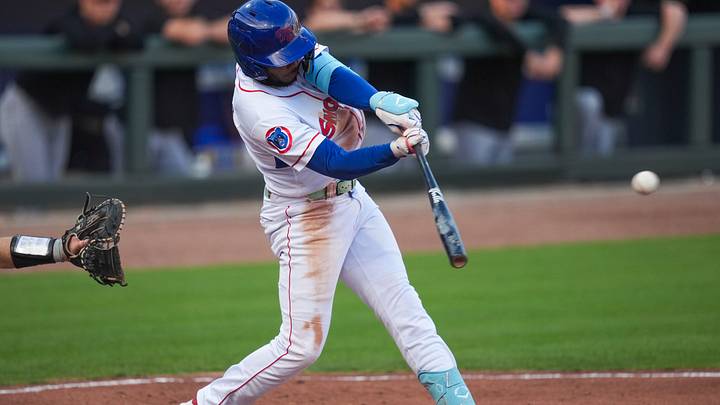 Knoxville Smokies infielder Jefferson Rojas (2) hits the ball during a Minor League baseball game between the Knoxville Smokies and Birmingham Barons at Covenant Health Park in Knoxville, Tenn., on June 2, 2026.