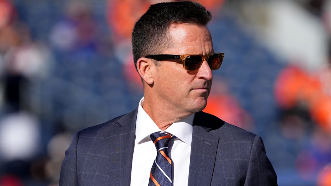 Dec 19, 2021; Denver, Colorado, USA; Denver Broncos general manager George Paton before the game against the Cincinnati Bengals at Empower Field at Mile High.