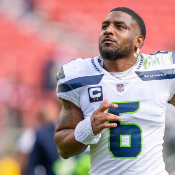 September 18, 2022; Santa Clara, California, USA; Seattle Seahawks safety Quandre Diggs (6) after the game against the San Francisco 49ers at Levi's Stadium. Mandatory Credit: Kyle Terada-USA TODAY Sports