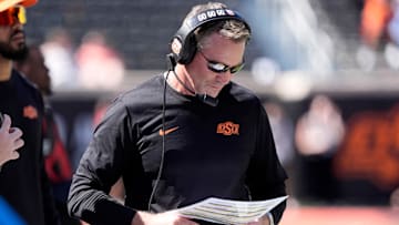 Oklahoma State interim defensive coordinator Clint Bowen during a college football game between the Oklahoma State Cowboys (OSU) and the Houston Cougars at Boone Pickens Stadium in Stillwater, Okla., Saturday, Oct. 11, 2025. Houston won 39-17.