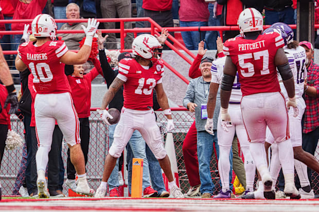 Nebraska Cornhuskers wide receiver Nyziah Hunter celebrates