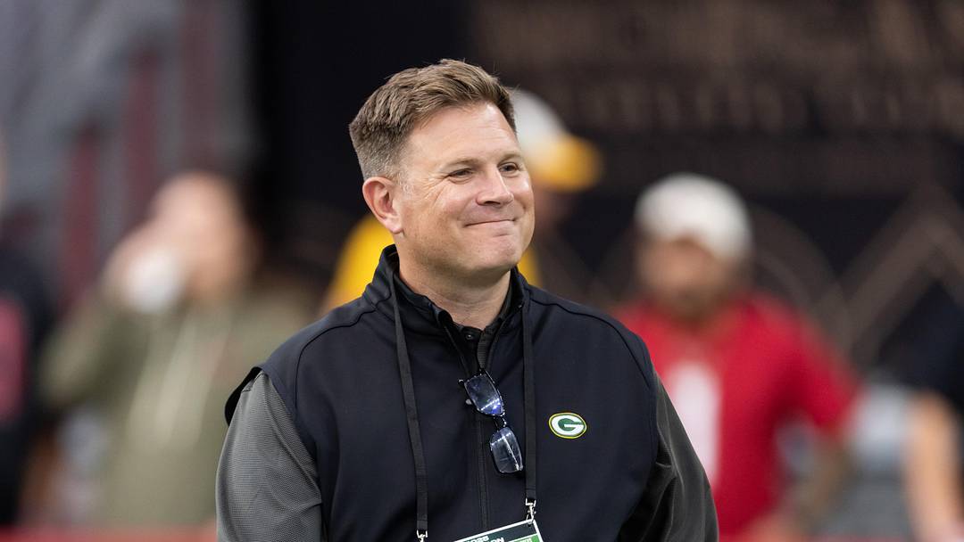 Oct 19, 2025; Glendale, Arizona, USA; Green Bay Packers general manager Brian Gutekunst against the Arizona Cardinals at State Farm Stadium. Mandatory Credit: Mark J. Rebilas-Imagn Images