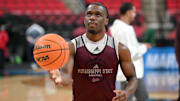 Mississippi State basketball gaurd Josh Hubbard (12) during NCAA pre tournament practice at Lenovo Center.