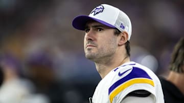 Jan 13, 2025; Glendale, AZ, USA; Minnesota Vikings quarterback Daniel Jones (13) against the Los Angeles Rams during an NFC wild card game at State Farm Stadium. Mandatory Credit: Mark J. Rebilas-Imagn Images