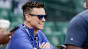 Oct 4, 2025; Seattle, Washington, USA; Jerry Dipoto looks on before game one of the ALDS round between the Seattle Mariners and Detroit Tigers for the 2025 MLB playoffs at T-Mobile Park. Mandatory Credit: Joe Nicholson-Imagn Images