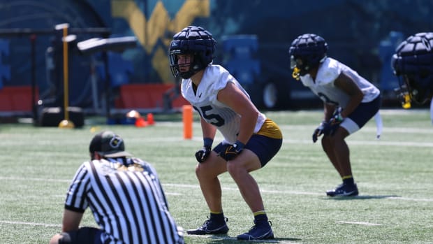 West Virginia University linebacker Reid Carrico