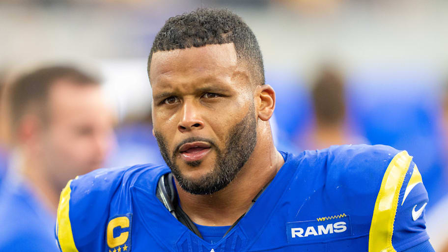 Retired Los Angeles Rams defensive tackle Aaron Donald. | Kyle Terada-Imagn Images