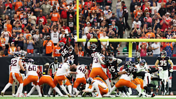 Denver Broncos kicker Wil Lutz hits the game-winning field goal against the Houston Texans on Sunday afternoon