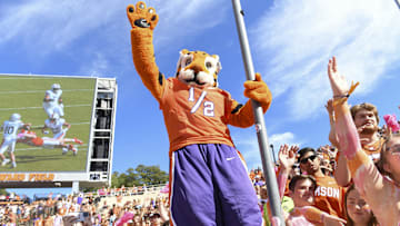 Oct 19, 2024; Clemson, South Carolina, USA; Clemson Tigers fans react at the end of the game against the Virginia Cavaliers at Memorial Stadium. Mandatory Credit: Alexander Hicks-Imagn Images