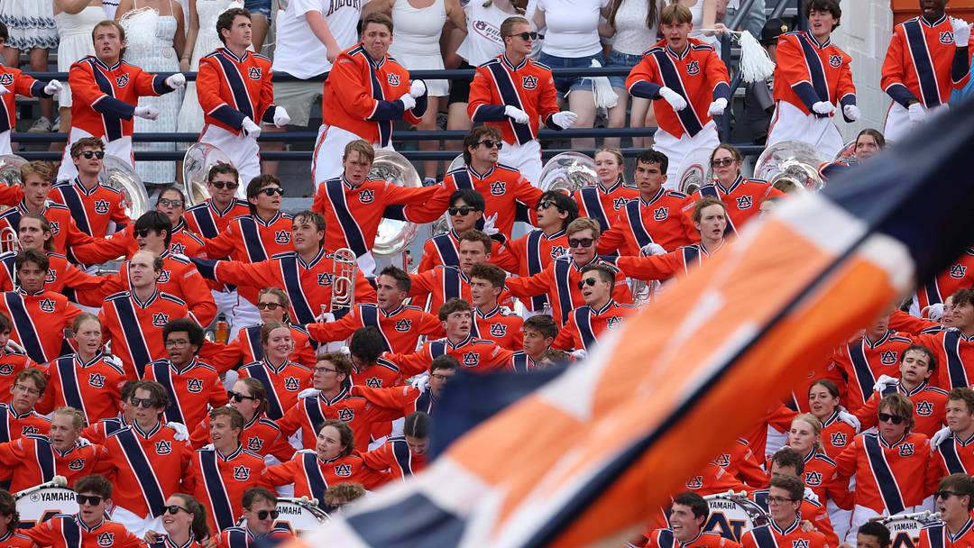 Auburn band members surprised the program's football team during a meeting this week, showing off the War Eagle culture.