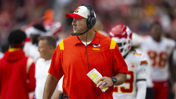 Sep 11, 2022; Glendale, Arizona, USA; Kansas City Chiefs offensive line coach Andy Heck against the Arizona Cardinals at State Farm Stadium. Mandatory Credit: Mark J. Rebilas-USA TODAY Sports
