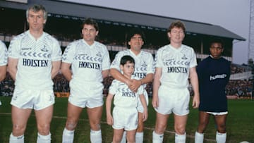 Graham Roberts with Diego Maradona, Gary Mabbutt, and Danny Thomas during Ossie Ardiles' testimonial 