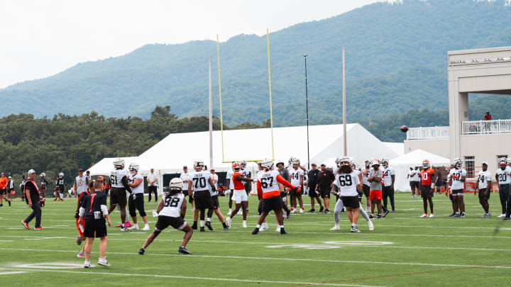 The Browns practice from the Greenbrier Resort in White Sulphur Springs W. Va. on Day 2 of training camp