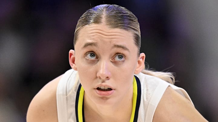 Dallas Wings guard Paige Bueckers looks on during the second half against the Phoenix Mercury. Dallas Wings guard Paige Bueckers looks on during the second half against the Phoenix Mercury.