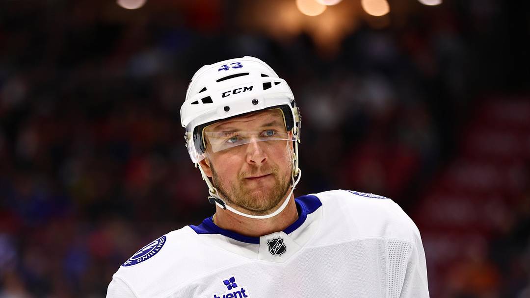 Apr 7, 2026; Ottawa, Ontario, CAN;  Tampa Bay Lightning defenseman Darren Raddysh (43) is seen in a game agains the Ottawa Senators during the first period at Canadian Tire Centre. Mandatory Credit: Keito Newman-Imagn Images

