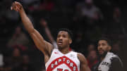 Mar 23, 2024; Washington, District of Columbia, USA;  Toronto Raptors guard Ochai Agbaji (30) shoots a three-point basket during the second half against the Washington Wizards at Capital One Arena. Mandatory Credit: Tommy Gilligan-USA TODAY Sports