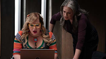 L-R: Kirsten Vangsness as Penelope Garcia and Paget Brewster as Emily Prentiss in Criminal Minds: Evolution, episode 7, season 18 streaming on Paramount+, 2025. Photo Credit: Michael Yarish/Paramount+