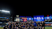 Oct 8, 2025; Bronx, New York, USA; The Toronto Blue Jays celebrate after beating the New York Yankees to win the ALDS round for the 2025 MLB playoffs at Yankee Stadium. Mandatory Credit: Vincent Carchietta-Imagn Images