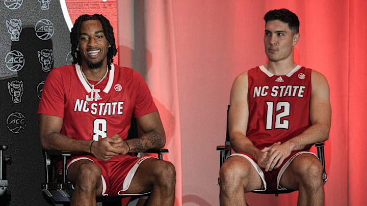 NC State basketball guards Jayden Taylor and Michael O'Connell