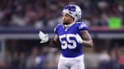 Seattle Seahawks defensive end Dre'Mont Jones reacts during the first half against the Dallas Cowboys. Mandatory Credit: Tim Heitman-Imagn Images