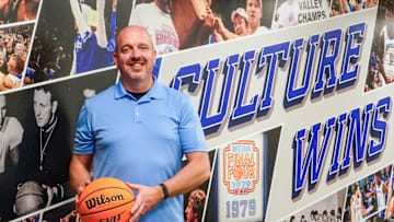 Indiana State Men’s Basketball Head Coach, Matthew Graves is photographed in his offices on May 29, 2024, at Indiana State University in Terre Haute Ind.
