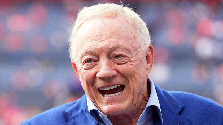 Oct 26, 2025; Denver, Colorado, USA; Dallas Cowboys owner Jerry Jones looks on before the game against the Denver Broncos at Empower Field at Mile High. Mandatory Credit: Ron Chenoy-Imagn Images