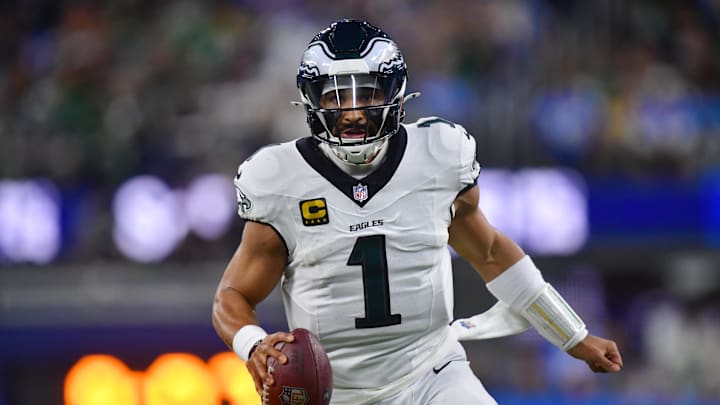 Philadelphia Eagles quarterback Jalen Hurts was awful against the Chargers in Week 14. Philadelphia Eagles quarterback Jalen Hurts was awful against the Chargers in Week 14.