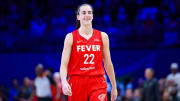 Indiana Fever guard Caitlin Clark (22) reacts during the first half against the Dallas 