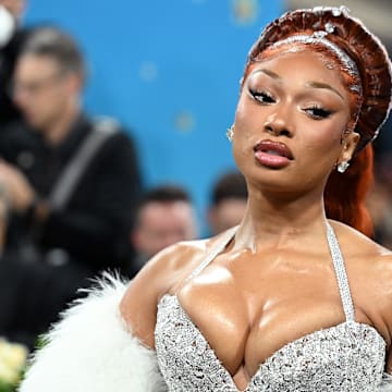 Megan Thee Stallion at The 2025 Met Gala Celebrating "Superfine: Tailoring Black Style" in May 2025 in New York City.