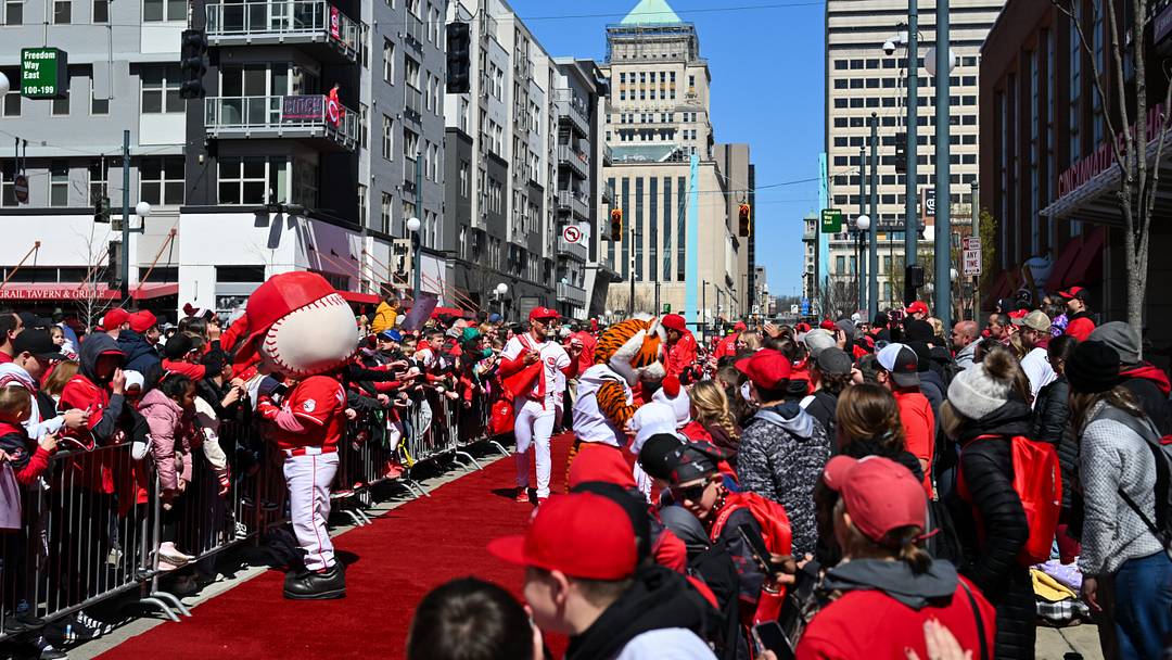Mar 28, 2026; Cincinnati, Ohio, USA; Fans gather outside the stadium for Kids Opening Day, before the game between the Boston Red Sox and the Cincinnati Reds at Great American Ball Park. Mandatory Credit: Aaron Doster-Imagn Images Mar 28, 2026; Cincinnati, Ohio, USA; Fans gather outside the stadium for Kids Opening Day, before the game between the Boston Red Sox and the Cincinnati Reds at Great American Ball Park. Mandatory Credit: Aaron Doster-Imagn Images